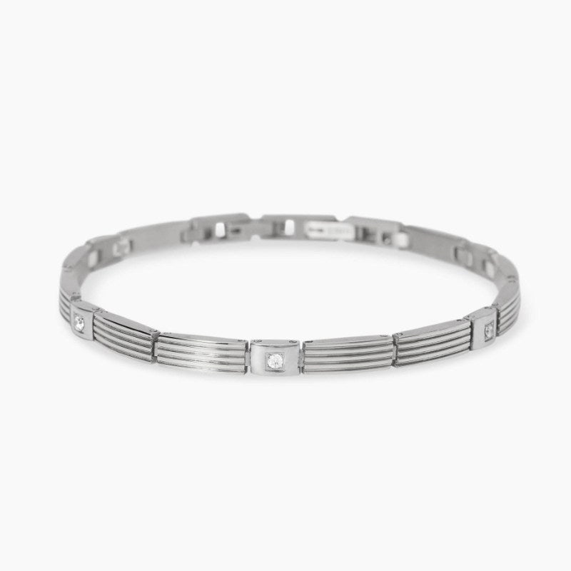 Bracciale da uomo in acciaio con cristalli Style 19 Kidult 831113