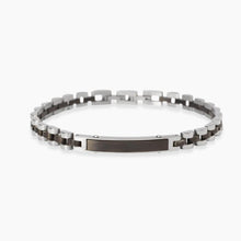 Cargar imagen en el visor de la galería, Bracciale da uomo in acciaio con piastra e inserti in gunmetal Style 18 Kidult 831115
