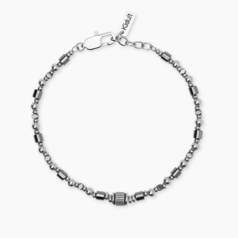 Bracciale da uomo regolabile in acciaio e ematite Style 27 Kidult 831129