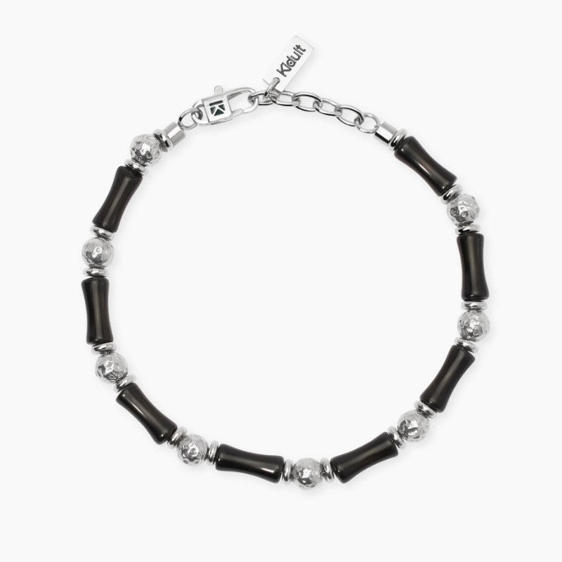 Bracciale da uomo in acciaio e ossidiana Style 32 Kidult 831137