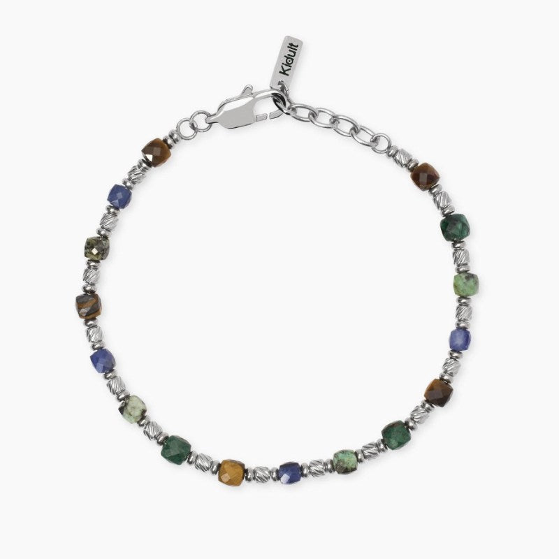 Bracciale da uomo in acciaio con pietre multicolor Style 26 Kidult 831141