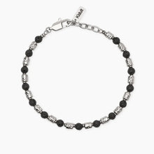 Carica l'immagine nel visualizzatore di Gallery, Bracciale da uomo in acciaio con cubetti martellati e lavica Style 38 Kidult 831164
