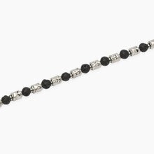 Carica l'immagine nel visualizzatore di Gallery, Bracciale da uomo in acciaio con cubetti martellati e lavica Style 38 Kidult 831164
