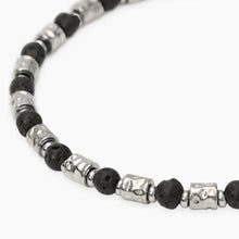 Carica l'immagine nel visualizzatore di Gallery, Bracciale da uomo in acciaio con cubetti martellati e lavica Style 38 Kidult 831164
