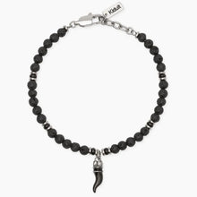 Carica l'immagine nel visualizzatore di Gallery, Bracciale da uomo in acciaio con lavica e cornetto Style 02 Kidult 831165
