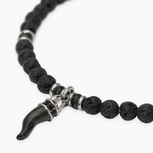 Carica l'immagine nel visualizzatore di Gallery, Bracciale da uomo in acciaio con lavica e cornetto Style 02 Kidult 831165
