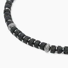 Carica l'immagine nel visualizzatore di Gallery, Bracciale da uomo in acciaio con pietre lavica Style 48 Kidult 831180
