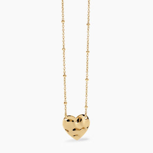 Collana da donna in acciaio dorato con cuore effetto martellato 851009