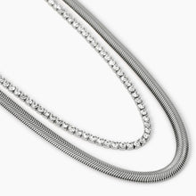 Carica l'immagine nel visualizzatore di Gallery, Collana da donna con catena snake e tennis di cristalli Kidult 851014
