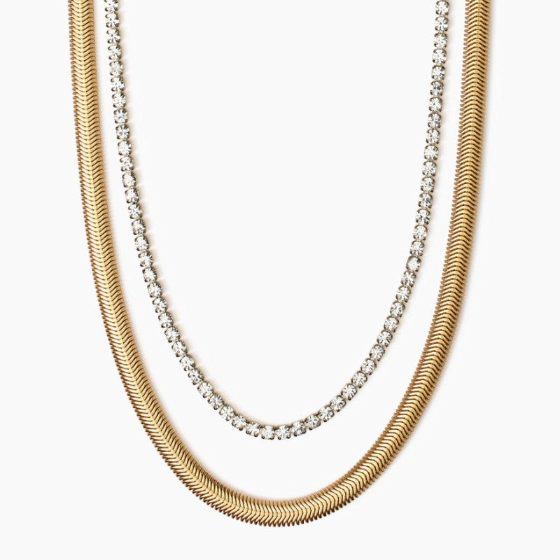 Collana da donna in acciaio dorato con tennis di cristalli Kidult 851015