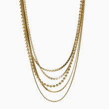 Load image into Gallery viewer, Collana da donna in acciaio dorato con catene multiple Kudult 851023
