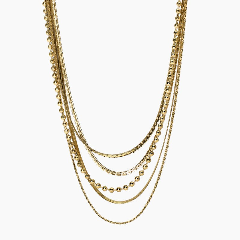 Collana da donna in acciaio dorato con catene multiple Kudult 851023