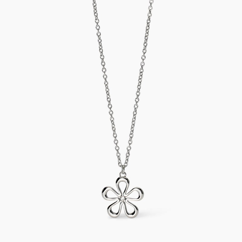 Collana da donna in acciaio con catena rolò e fiore Kidult 851026