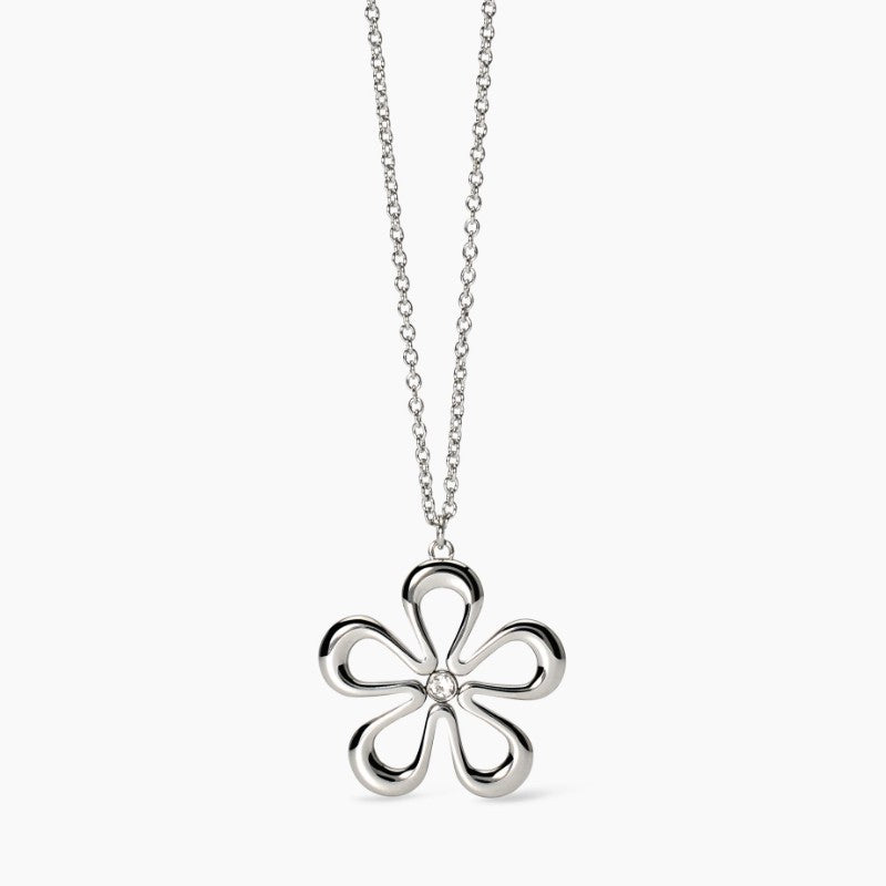 Collana da donna in acciaio con catena rolò e fiore Kidult 851027