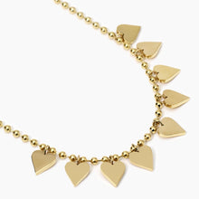 Carica l&#39;immagine nel visualizzatore di Gallery, Collana da donna in acciaio dorato con catena a sfere e cuori Kidult 851033
