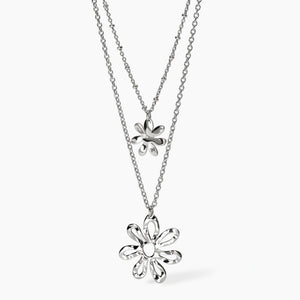 Collana Da donna in acciaio con doppia catena e pendenti fiore Kidult 851036