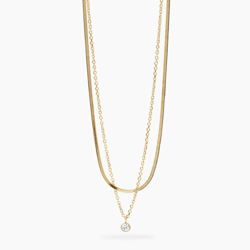 Collana da donna in acciaio dorato con catene e cristallo Style 31 Kidult 851046