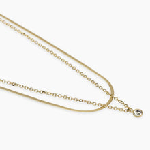 Carica l&#39;immagine nel visualizzatore di Gallery, Collana da donna in acciaio dorato con catene e cristallo Style 31 Kidult 851046

