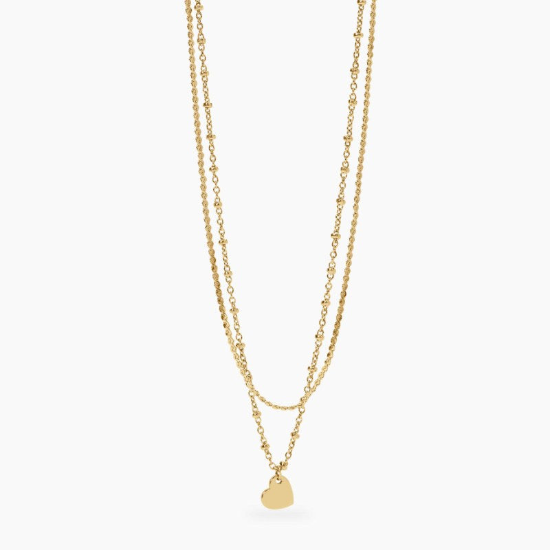collana da donna in acciaio dorato con catene e cuore Style 30 Kidult 851049