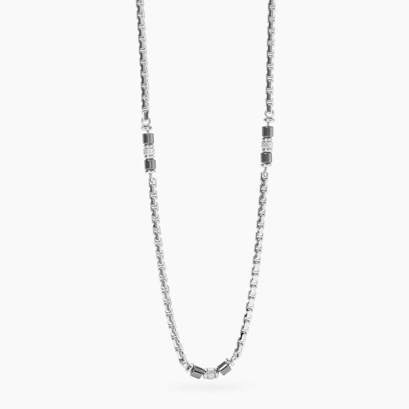 Collana da uomo con catena veneta in acciaio e ematite Style 03 Kidult 851082