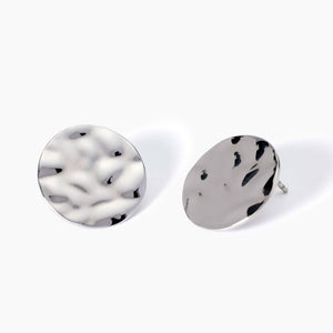 Orecchini da donna in acciaio tondi effetto martellato 861006