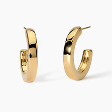 Carica l&#39;immagine nel visualizzatore di Gallery, Orecchini da donna in acciaio a cerchio piatti dorati Style 09 Kidult 861019

