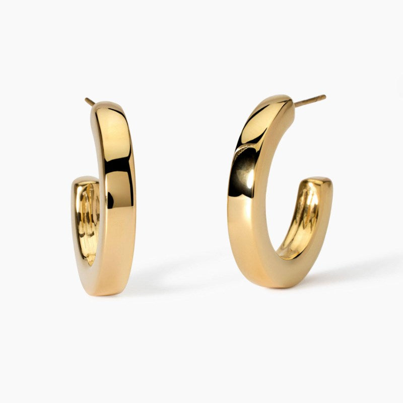 Orecchini da donna in acciaio a cerchio piatti dorati Style 09 Kidult 861019