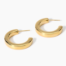 Carica l&#39;immagine nel visualizzatore di Gallery, Orecchini da donna in acciaio a cerchio piatti dorati Style 09 Kidult 861019
