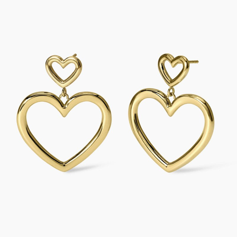 Orecchini da donna in acciaio dorato con cuori Kidult 861031