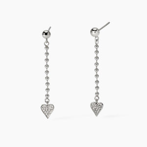 Orecchini da donna in acciaio pendenti con cuori in cristalli Kidult 861037