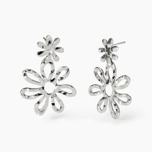 Orecchini da donna pendenti con fiori effetto martellato Kidult 861041