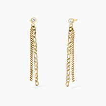 Carica l&#39;immagine nel visualizzatore di Gallery, Orecchini da donna in acciaio dorati con cristallo e catene Style 31 Kidult 861062
