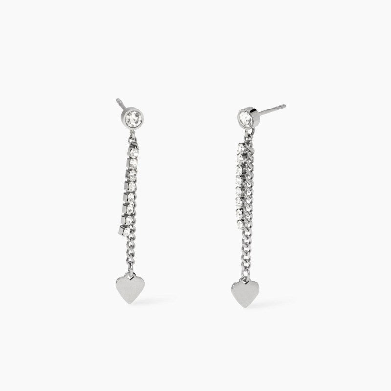Orecchini da donna in acciaio con cristalli e pendenti con cuore Style 34 Kidult 861064