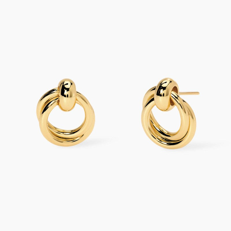 Orecchini da donna in acciaio dorato con doppio cerchio Style 09 Kidult 861071