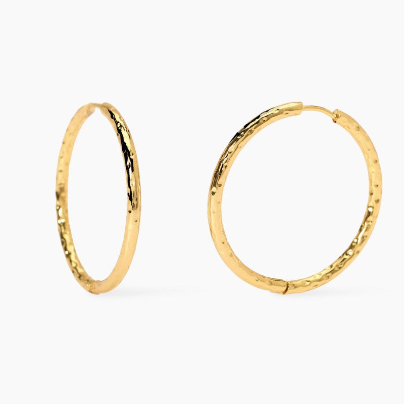 Orecchini da donna in acciaio martellati dorati a cerchio Style 09 Kidult 861076
