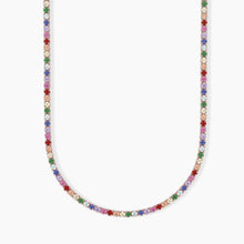 Load image into Gallery viewer, Women&#39;s tennis necklace in silver with multicolor zircons MINI TENNIS Mabina 553326
