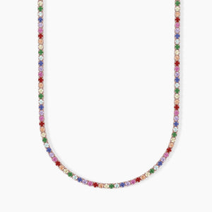 Women's tennis necklace in silver with multicolor zircons MINI TENNIS Mabina 553326