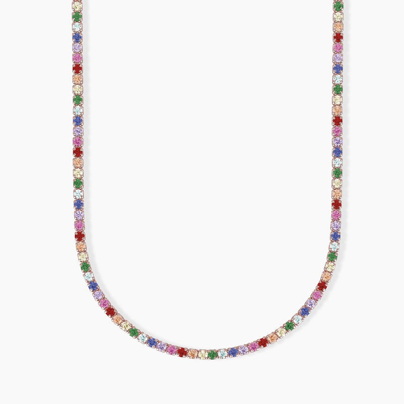 Women's tennis necklace in silver with multicolor zircons MINI TENNIS Mabina 553326