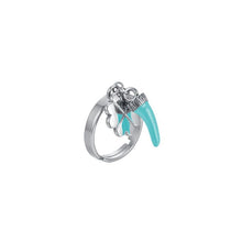 Load image into Gallery viewer, Luca Barra ANK464 women&#39;s steel ring with horn and four-leaf clover
