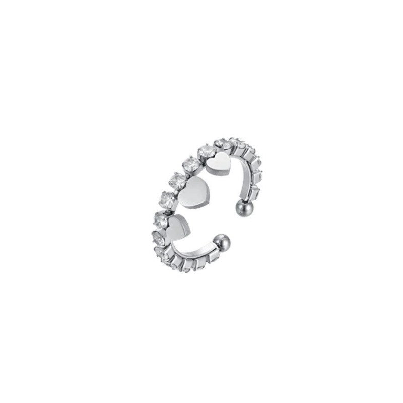 Luca Barra ANK471 women's steel ring with crystals and hearts