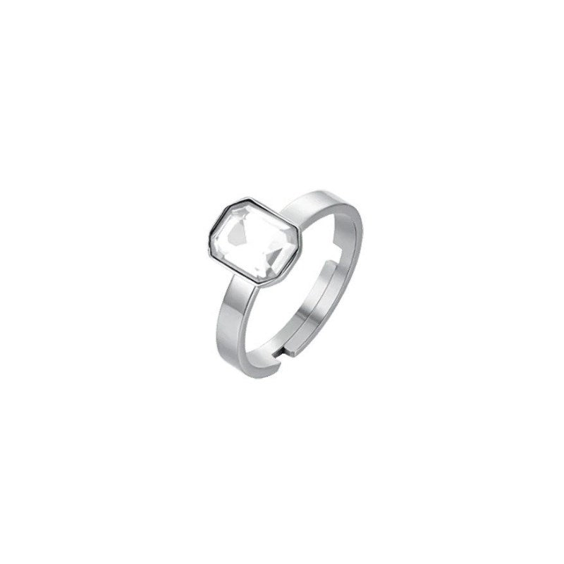 Luca Barra ANK476 women's steel ring with white crystal