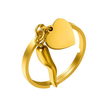 Cargar imagen en el visor de la galería, Anello da donna in acciaio con corno e cuore Luca Barra ANK556
