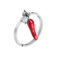 Load image into Gallery viewer, Luca Barra ANK287 women's steel ring with heart and horn
