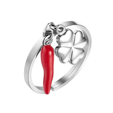 Cargar imagen en el visor de la galería, Anillo de mujer Luca Barra ANK287 de acero con corazón y cuerno
