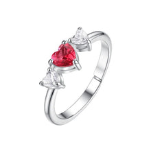 Cargar imagen en el visor de la galería, Anello da donna in acciaio cuori con zirconi bianchi e rossi Luca Barra ANK673
