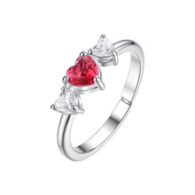 Cargar imagen en el visor de la galería, Anello da donna in acciaio cuori con zirconi bianchi e rossi Luca Barra ANK674
