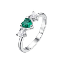 Load image into Gallery viewer, Anello da donna in acciaio cuori con zirconi bianchi e verdi Luca Barra ANK675
