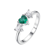Load image into Gallery viewer, Anello da donna in acciaio cuori con zirconi bianchi e verdi Luca Barra ANK676
