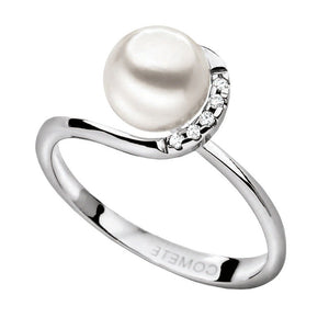 Anello da donna in oro bianco Con Diamanti e perla Comete ANP 283