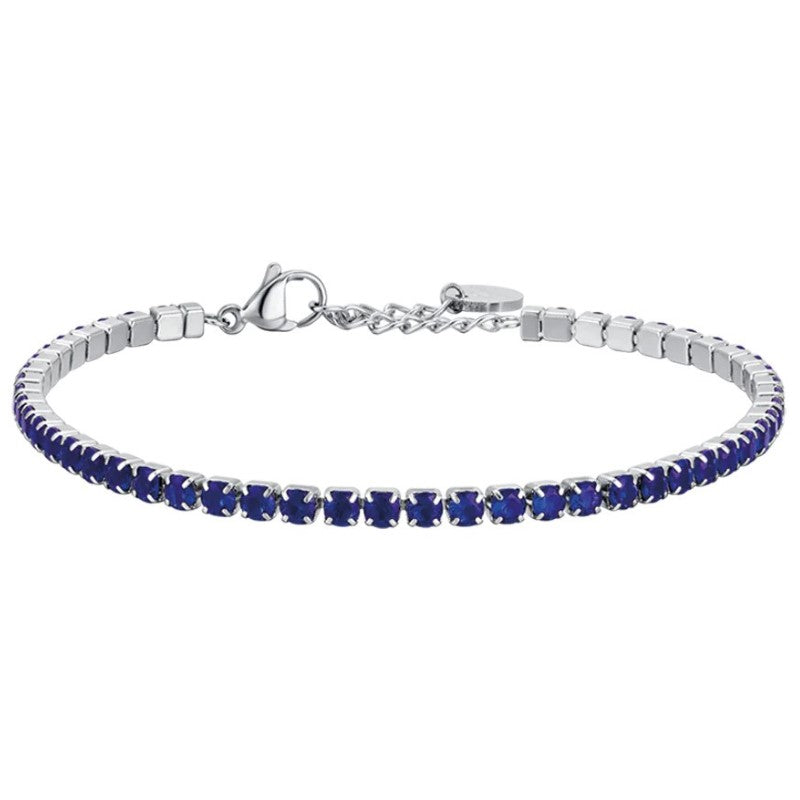 Bracciale da Uomo in acciaio tennis con cristalli blu Luca Barra BA1364